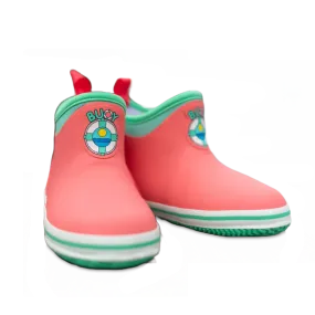 Buoy Children's Coral & Seafoam Rubber Slip On Deck Boots BB109