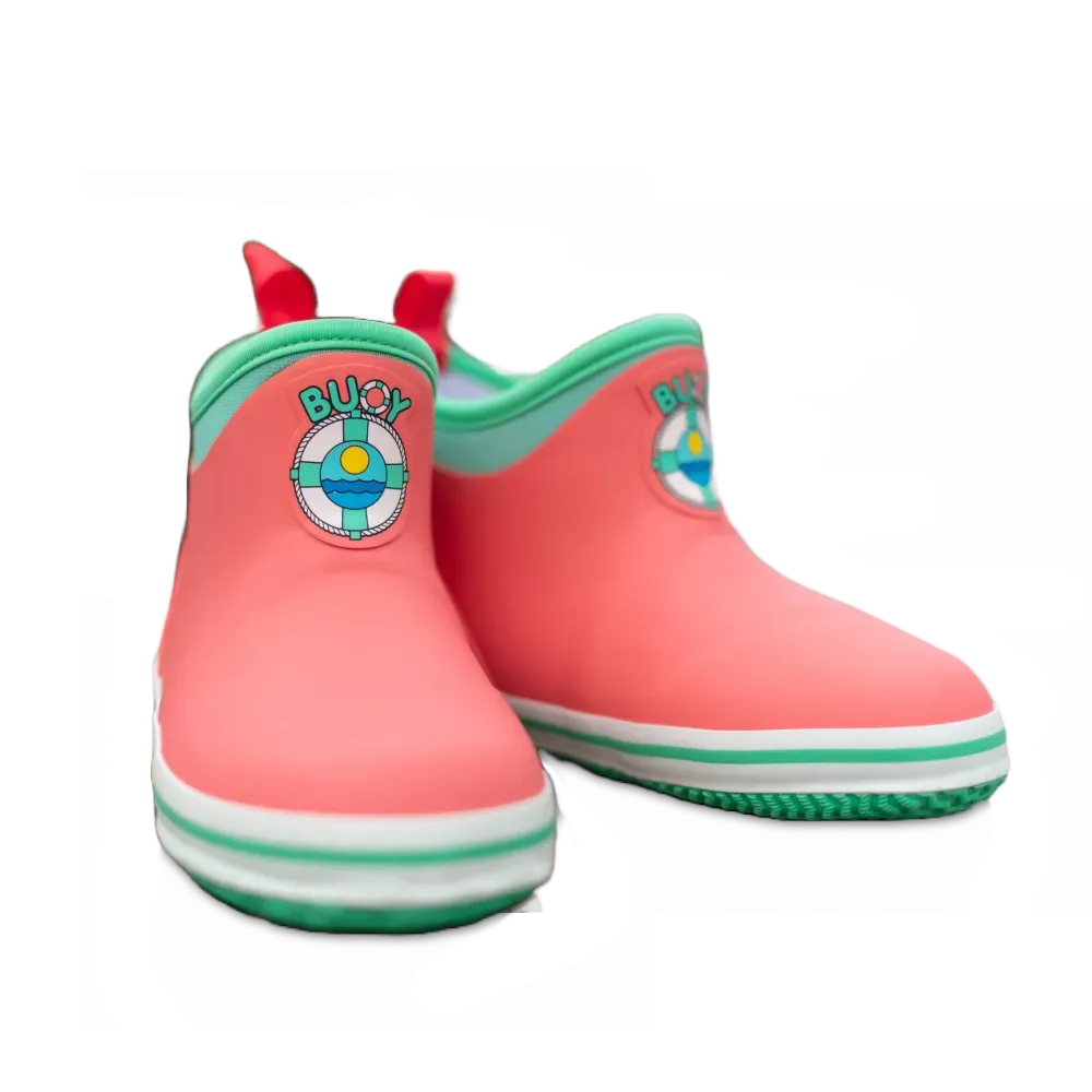 Buoy Children's Coral & Seafoam Rubber Slip On Deck Boots BB109