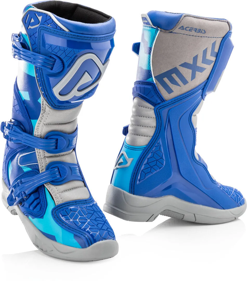 Children's boots Acerbis X-Team for motocross, blue/gray