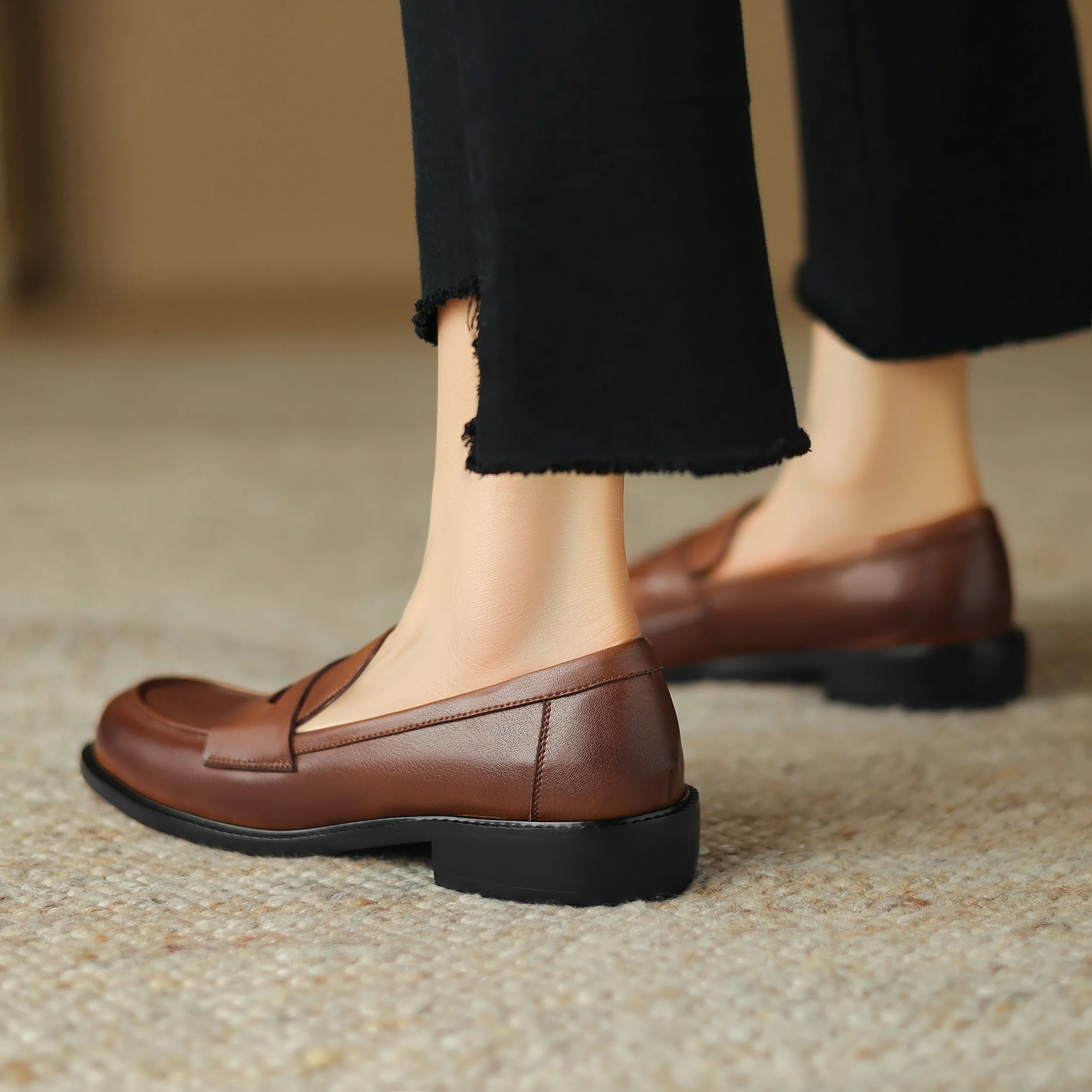 Handmade Womens Loafers Comfortable Leather Shoes