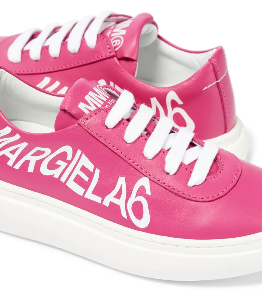 Leather sneakers with MM6 Maison Margiela logo, pink