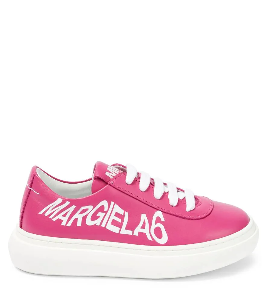 Leather sneakers with MM6 Maison Margiela logo, pink