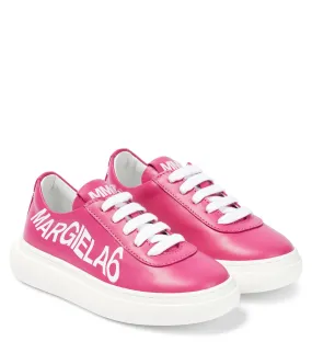 Leather sneakers with MM6 Maison Margiela logo, pink