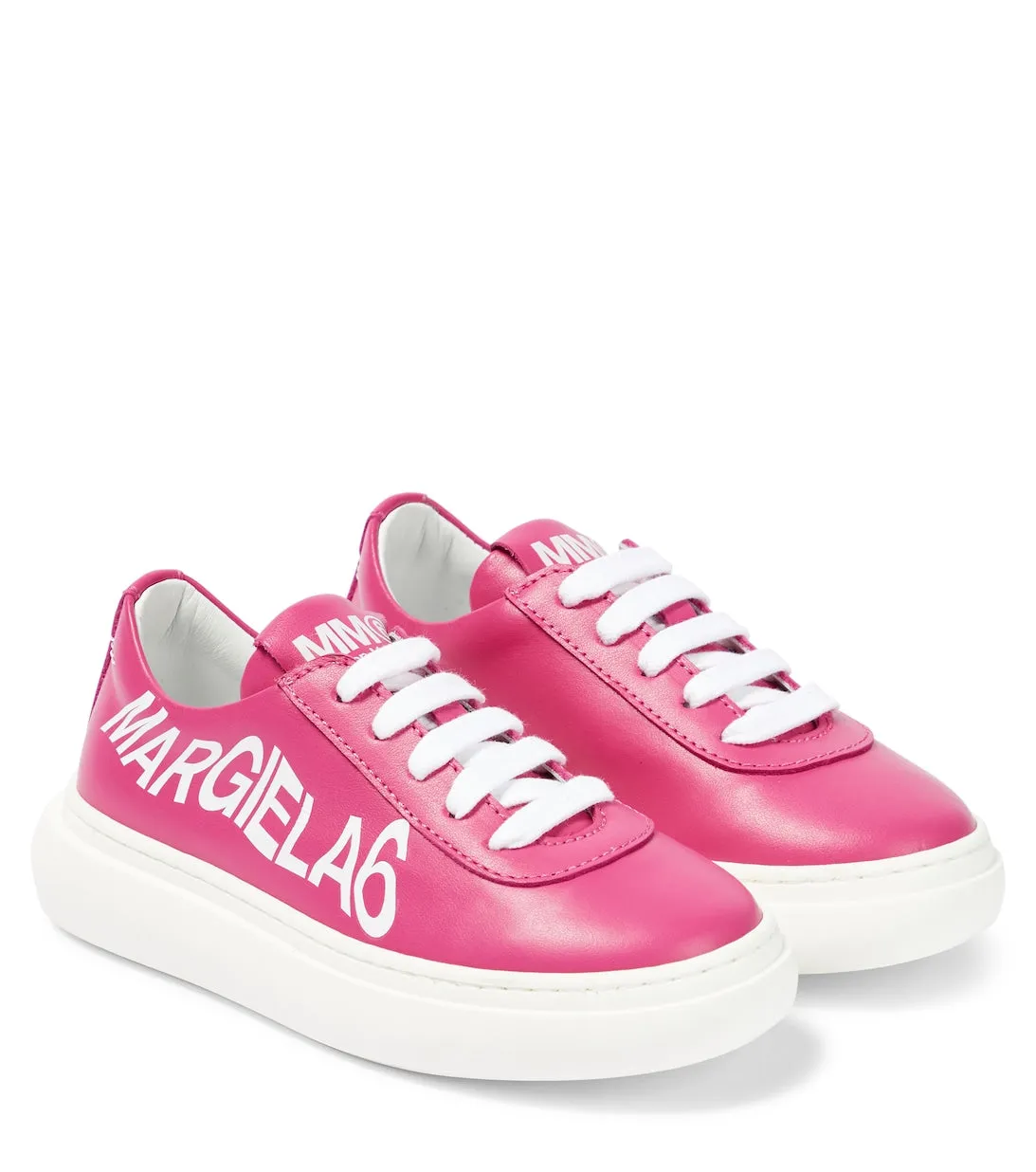 Leather sneakers with MM6 Maison Margiela logo, pink