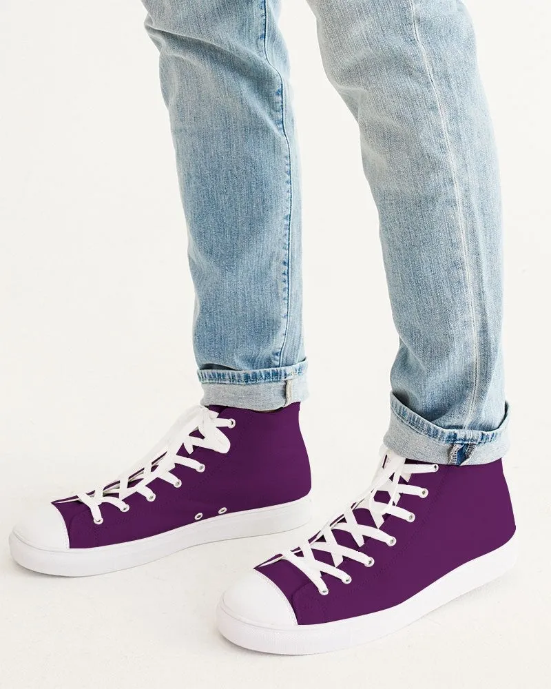 Medium Dark Purple Men's High-top Canvas Sneakers | Men's | Medium Dark Pure Purple | C50M100Y0K60