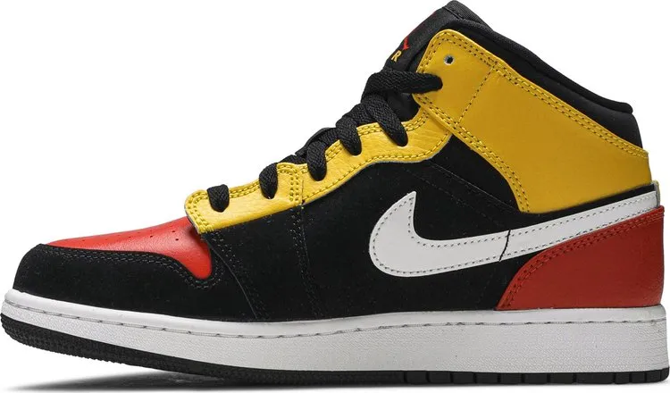 Nike Air Jordan 1 Mid SE GS 'Amarillo Team Orange' Black