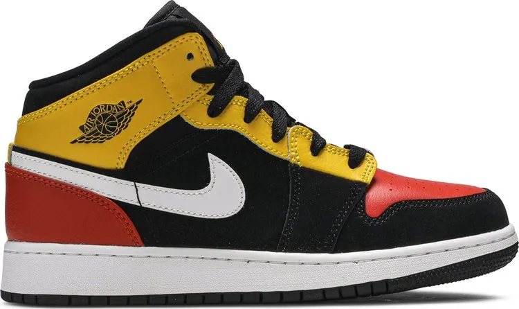 Nike Air Jordan 1 Mid SE GS 'Amarillo Team Orange' Black