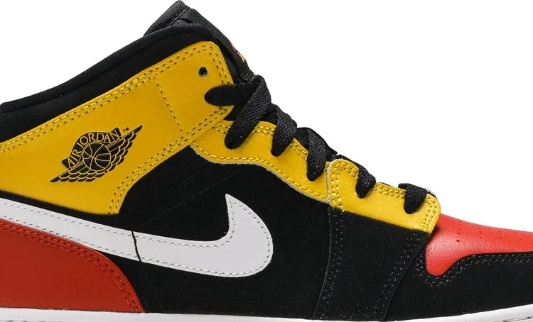 Nike Air Jordan 1 Mid SE GS 'Amarillo Team Orange' Black