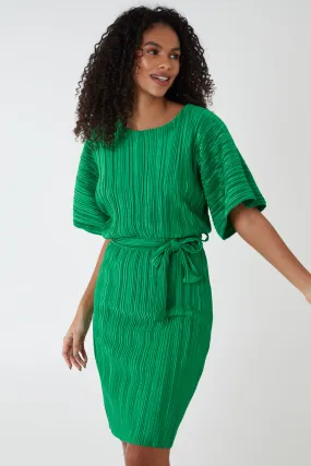 O-Neck Pleated Dress