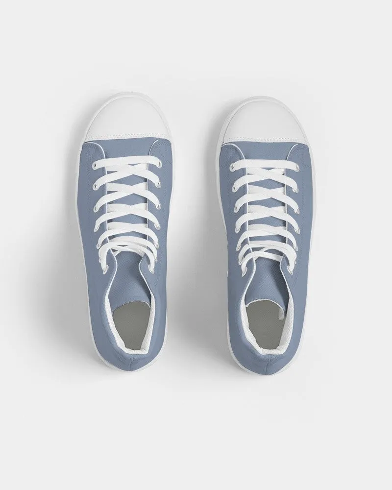 Shaded Pale Pastel Blue Gray High-Top Canvas Sneakers | Men's | C30M15Y0K30