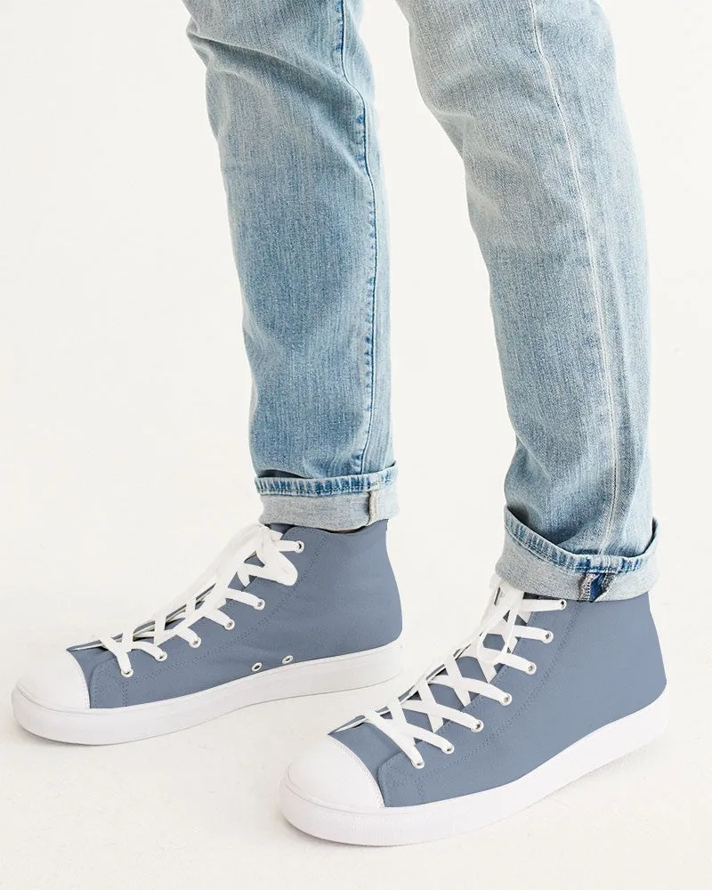 Shaded Pale Pastel Blue Gray High-Top Canvas Sneakers | Men's | C30M15Y0K30