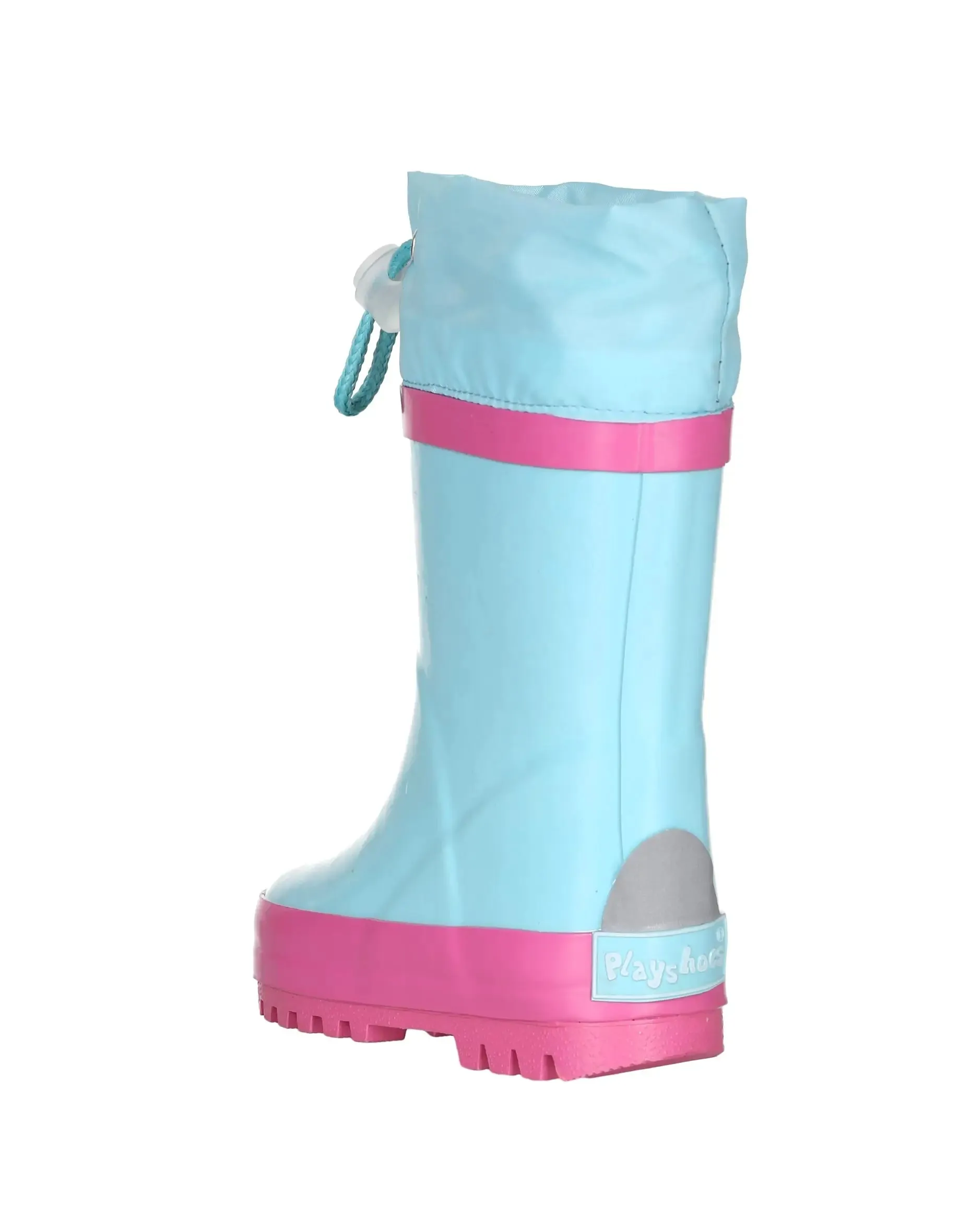 Wellington Lined Rain Boots: Turquoise and Pink