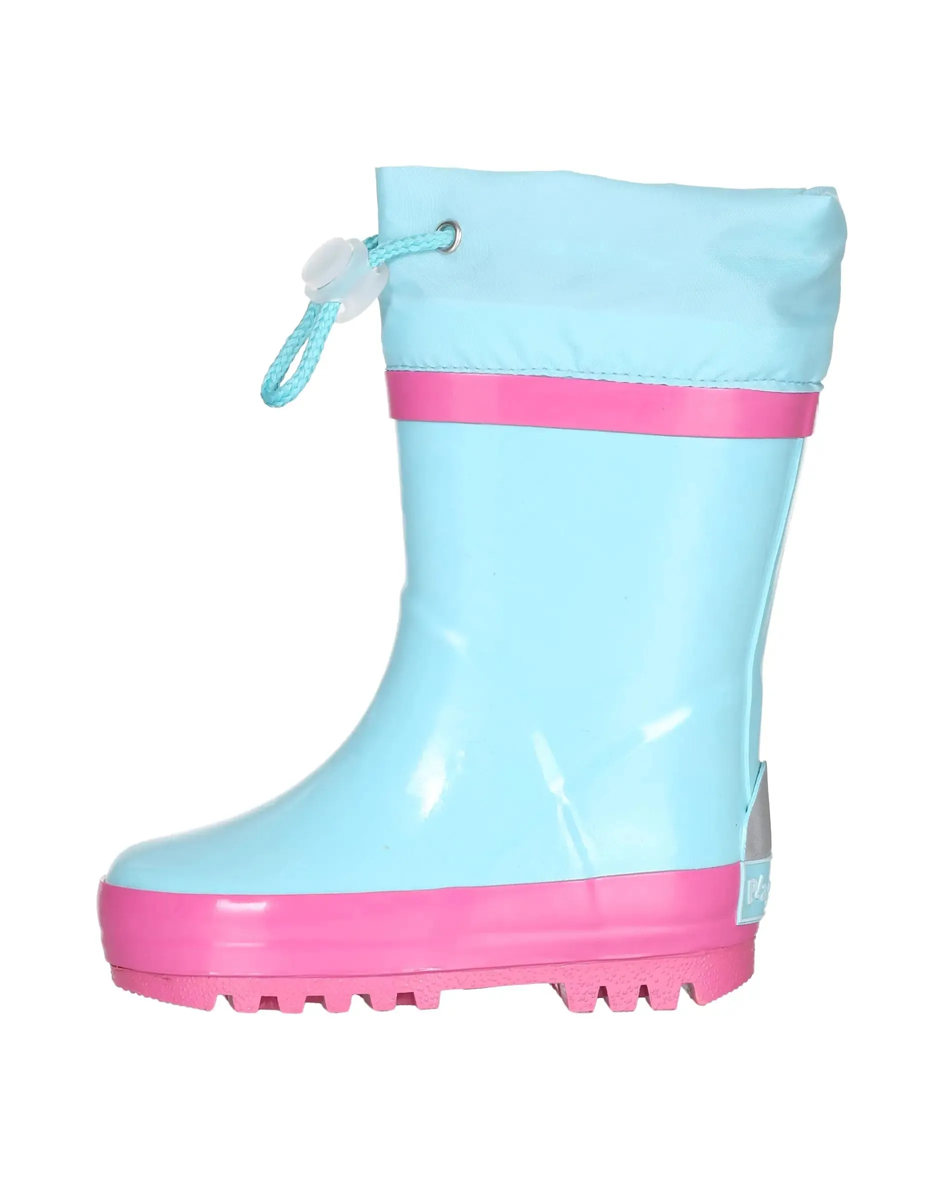 Wellington Lined Rain Boots: Turquoise and Pink