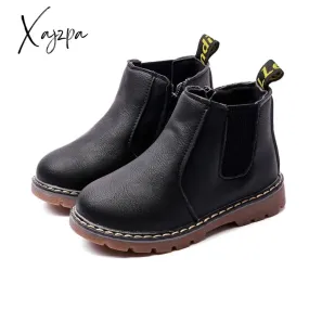 Xajzpa - Retro Children's Riding Boots Spring Autumn Ankle Boots Fashion Kids Girls Casual Shoes Top Quality Boys Baby Leather Boots