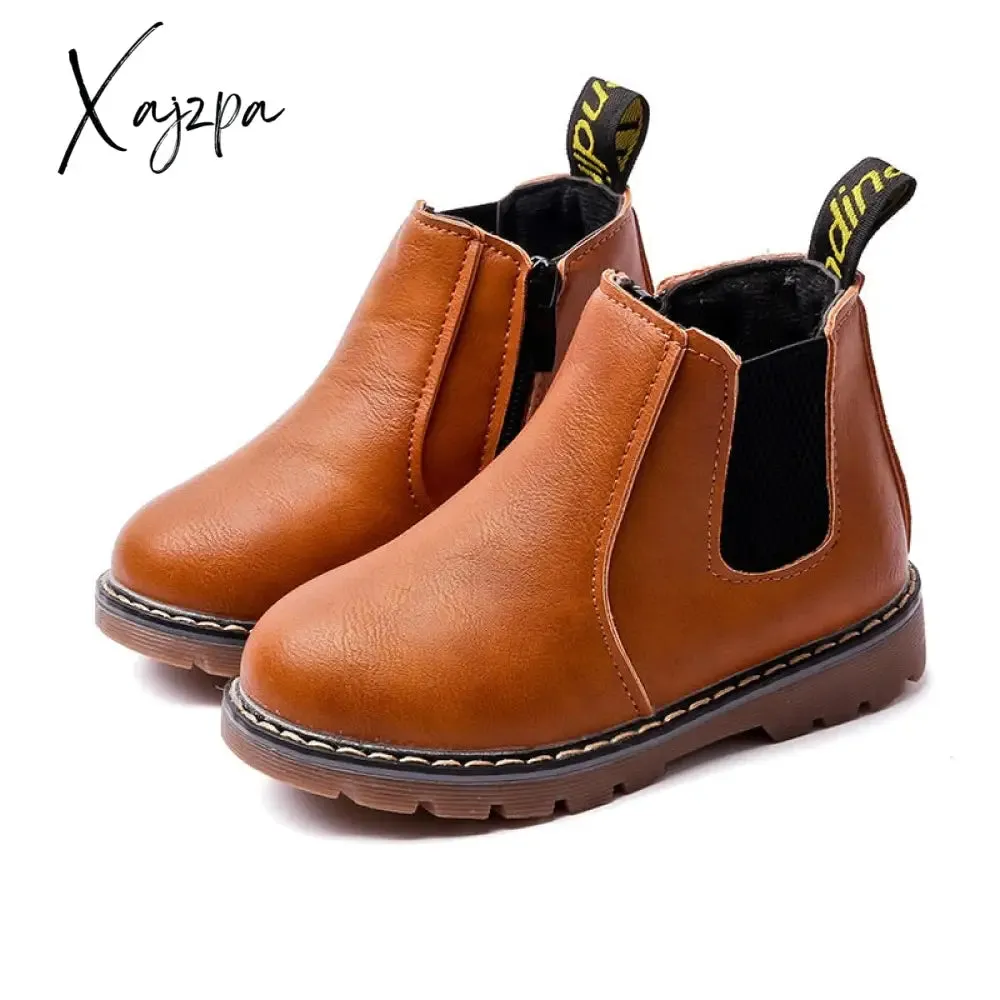 Xajzpa - Retro Children's Riding Boots Spring Autumn Ankle Boots Fashion Kids Girls Casual Shoes Top Quality Boys Baby Leather Boots