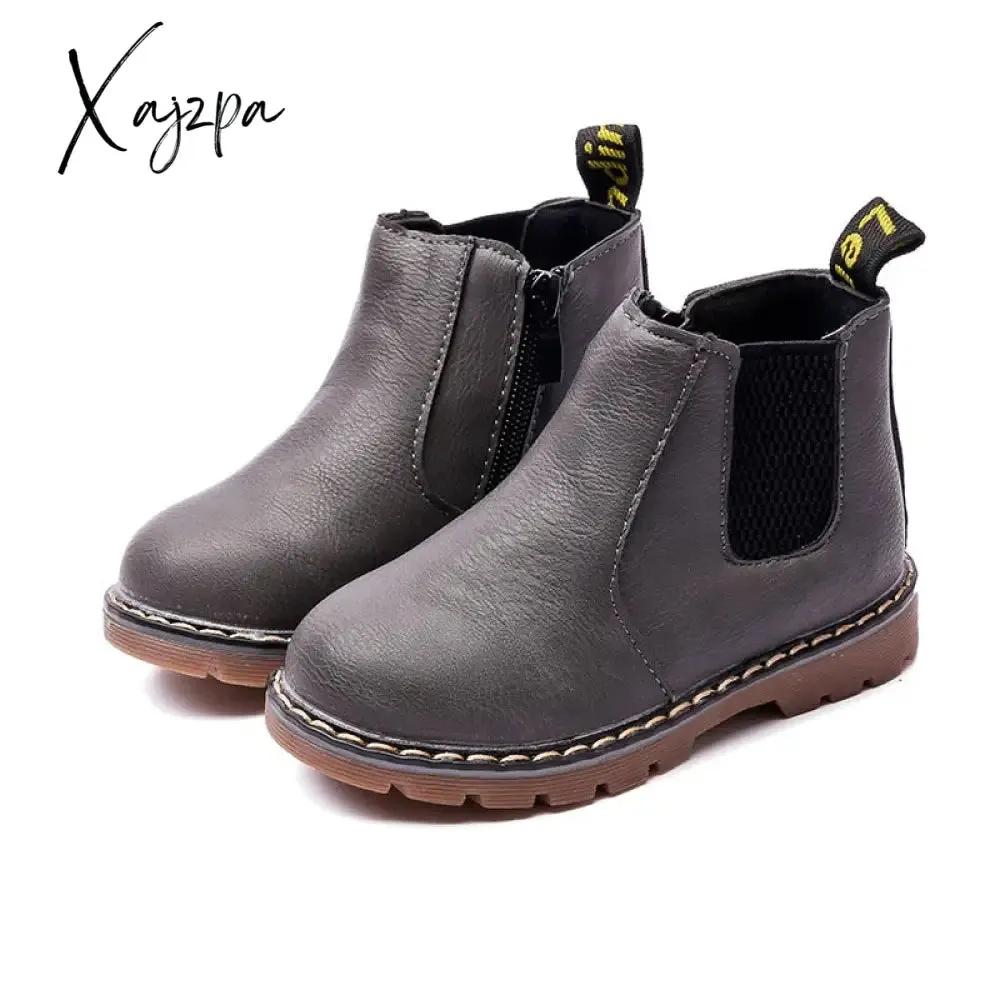 Xajzpa - Retro Children's Riding Boots Spring Autumn Ankle Boots Fashion Kids Girls Casual Shoes Top Quality Boys Baby Leather Boots