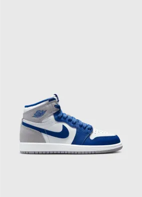 Younger Children Jordan 1 Retro High OG 'True Blue' Sneakers